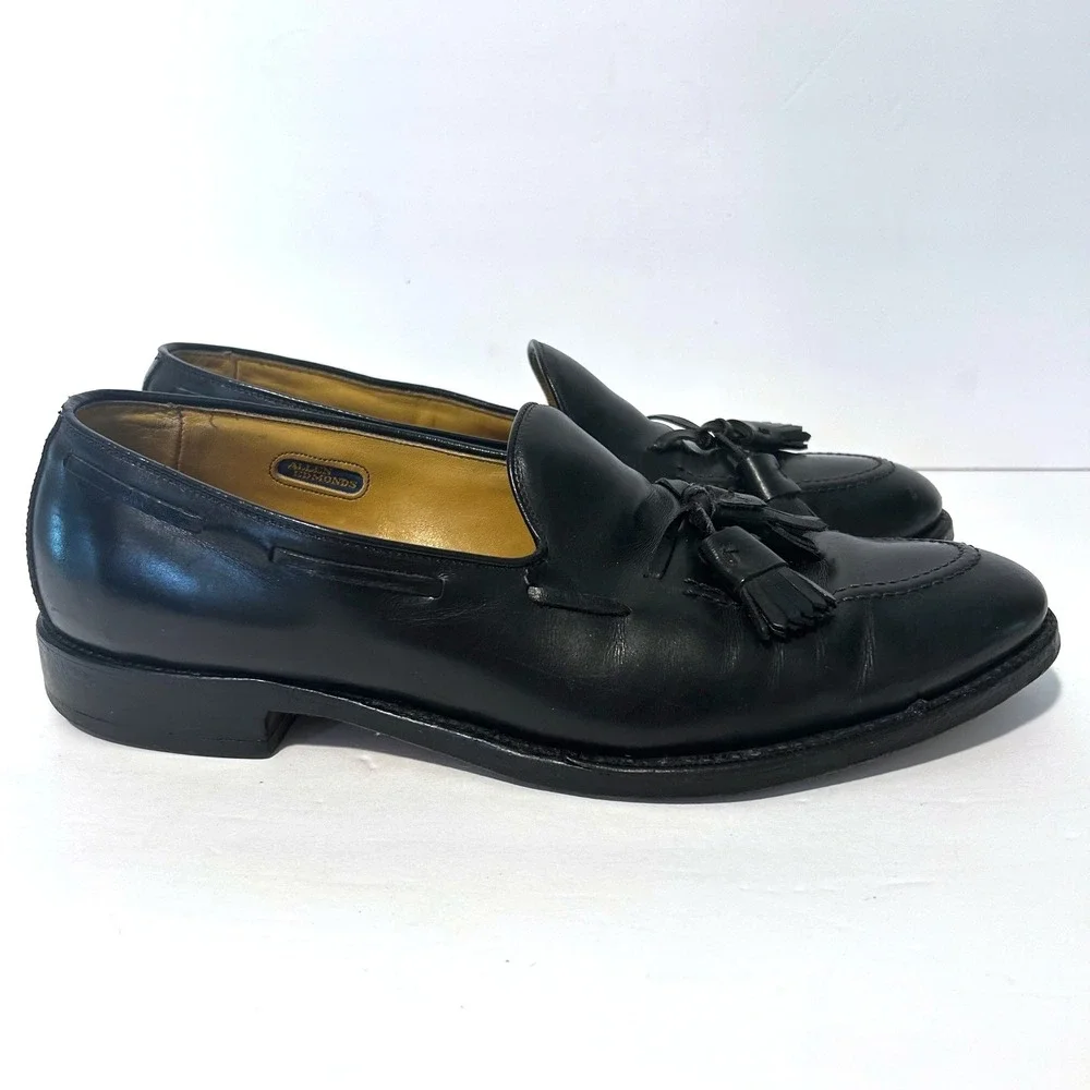 Allen Edmonds Grayson Tassel Loafer Men 9.5 Black Leather Dress Shoes USA Preppy